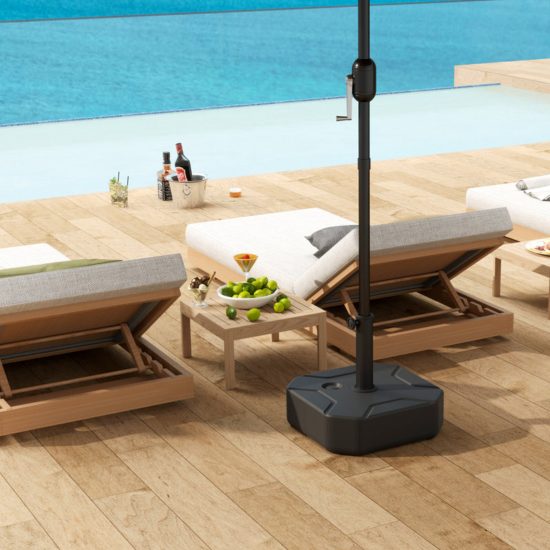 Square Garden Parasol Base Heavy Duty Umbrella Stand Holds Up to 25kg Black by Outsunny