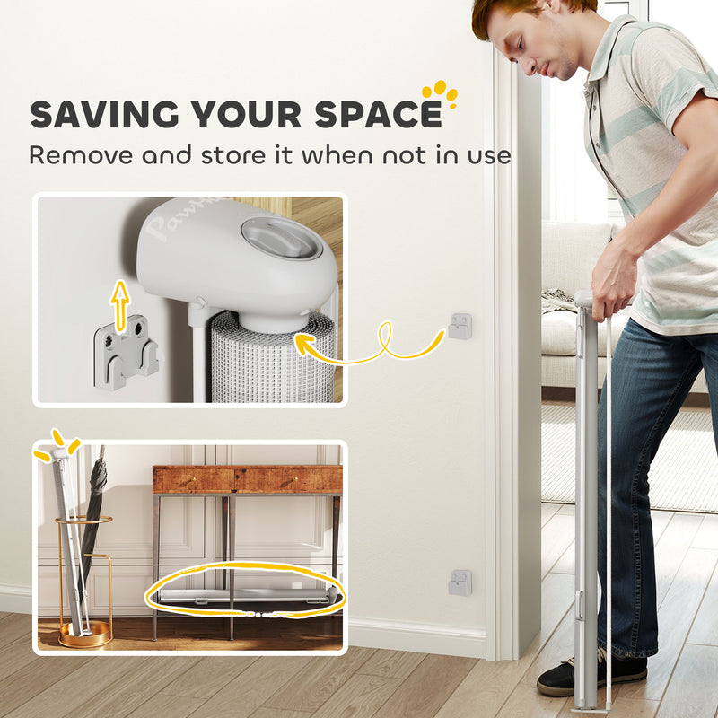 Grey Retractable Dog Gate for Stairs and Doorways Extends to 140 cm Wide