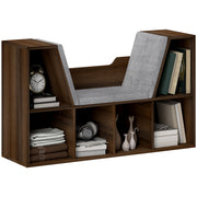 Bookcase Storage Shelf with Cushioned Reading Seat Cube Organiser Chestnut by HOMCOM
