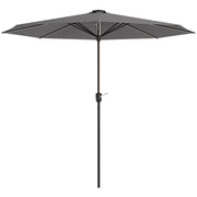 Dark Grey 2.65m Garden Parasol With LED Lights For Shaded Outdoor Evenings