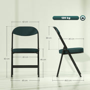 Set of Four Folding Corduroy Dining Chairs Ideal for Small Spaces and Extra Seating Blue