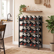 Wine Rack for 20 Bottles Compact Steel Frame for Small Kitchens or Living Rooms Black Homcom