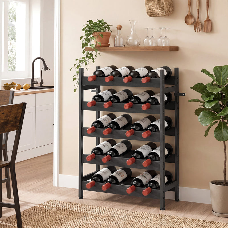 Wine Rack for 20 Bottles Compact Steel Frame for Small Kitchens or Living Rooms Black Homcom