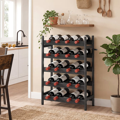Wine Rack for 20 Bottles Compact Steel Frame for Small Kitchens or Living Rooms Black Homcom