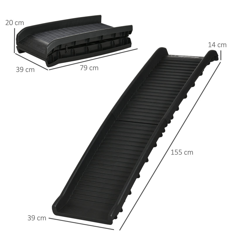 Foldable Dog Car Ramp for SUVs and Vehicles Non Slip Surface Easy to Store Black AOSOM