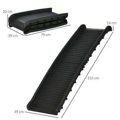 Foldable Dog Car Ramp for SUVs and Vehicles Non Slip Surface Easy to Store Black AOSOM