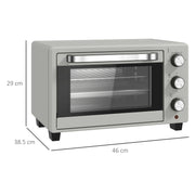 21L Mini Countertop Oven with Adjustable Temperature 100 - 230 Degrees Centigrade Silver by HOMCOM