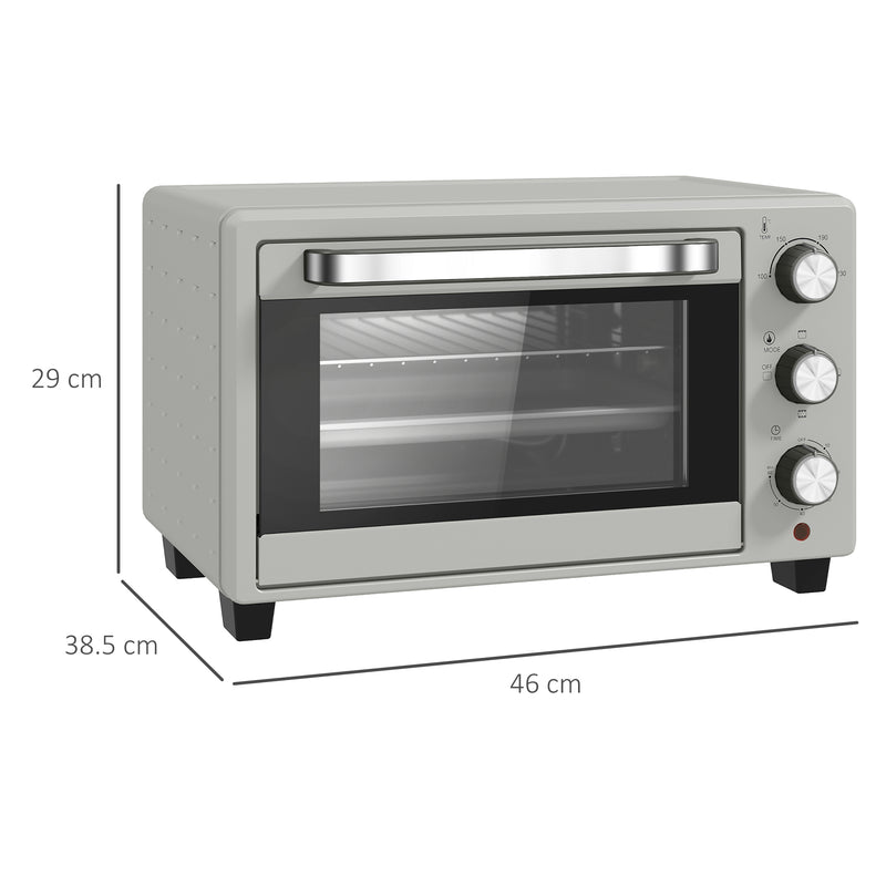 21L Mini Countertop Oven with Adjustable Temperature 100 - 230 Degrees Centigrade Silver by HOMCOM