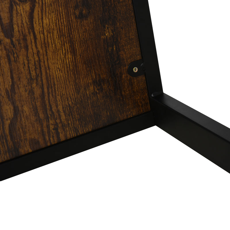 Set of 2 C Shape Sofa Side Tables with Metal Frame Ideal for Small Spaces, Brown and Black