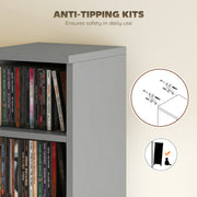 CD Storage Shelves Set of 2 with Adjustable Compartments for Organising Media Light Grey AOSOM