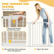 Pressure Fit Pet Safety Gate With One Hand And Two Way Opening For Doorways, White AOSOM