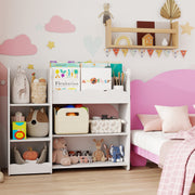 Kids Toy Storage Shelf With Bear Design for Easy Organisation and Independent Use White AOSOM