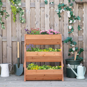 3 Tier Wooden Raised Garden Bed Kit For Growing Vegetables Herbs And Flowers Outdoors