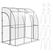 Walk In Lean To Greenhouse 214cm x 118cm with Shelves Ideal for Small Gardens Green