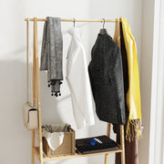 Natural Bamboo Clothes Rack with Shelves and Hooks for Storage by HOMCOM