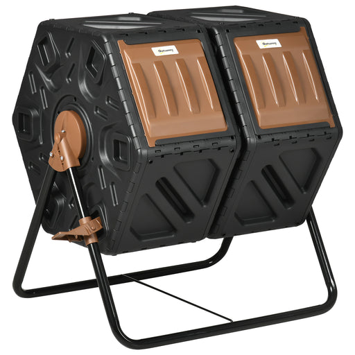 130L Dual Chamber Tumbling Composter for Efficient Waste Recycling by Outsunny