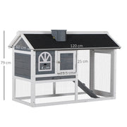 Wooden Guinea Pig and Rabbit Hutch With Pull Out Tray and Ramp for Outdoor Indoor Use, Grey