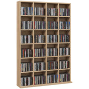 CD Storage Cabinet with Adjustable Shelves for Media and Display 89 x 130 cm ,Natural Wood