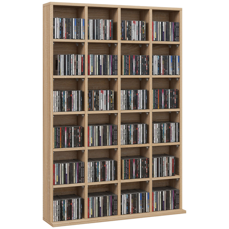 CD Storage Cabinet with Adjustable Shelves for Media and Display 89 x 130 cm ,Natural Wood