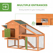 Large Wooden Chicken Coop with Nesting Box Run and Slide Out Tray for Outdoor Use, Grey