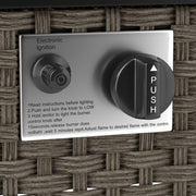 Grey Rattan Gas Fire Pit Table with Lid 13KW Outdoor Patio Heater and Coffee Table