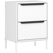 Chest of Drawers with 2 Fabric Drawers and Sturdy Aluminium Handles for Bedroom Storage White