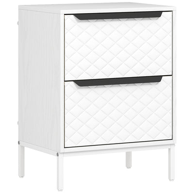 Chest of Drawers with 2 Fabric Drawers and Sturdy Aluminium Handles for Bedroom Storage White