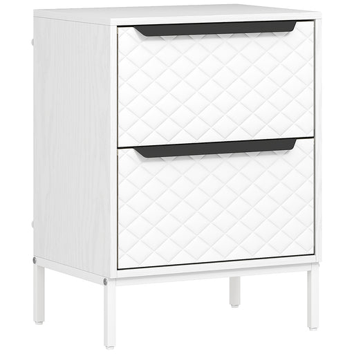 Chest of Drawers with 2 Fabric Drawers and Sturdy Aluminium Handles for Bedroom Storage White