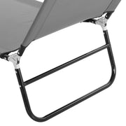 2 Pack Folding Sun Loungers with 5 Position Recline and Breathable Mesh for Garden Use Grey AOSOM