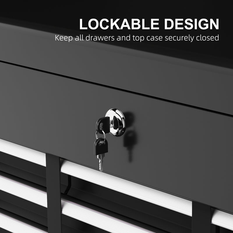 Steel Tool Chest With Six Lockable Drawers Ideal for Garage or Workshop Black