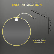 Round Aluminium Frame Bathroom Mirror 70cm Ideal for Modern Interiors Gold Tone