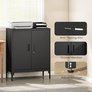 Lockable Metal Storage Cabinet With Adjustable Shelves Ideal For Office Or Garage Use Black