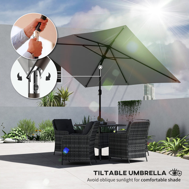 Garden Parasol with Adjustable Tilt for All Day Shade and Comfort Light Grey