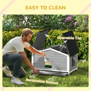 Grey Wooden Dog Kennel for Medium Dogs Weatherproof Outdoor Shelter 97L x 72W cm by PawHut