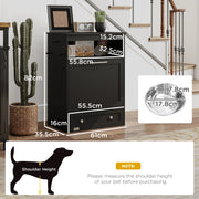 Black Pet Feeder Station With Storage Cabinet and Raised Bowls by PawHut