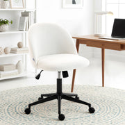 Teddy Fleece Swivel Office Chair With Wheels And Adjustable Height For Home Cream White AOSOM