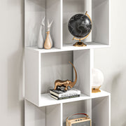 White Bookcase - Modern 5 Tier S Shaped Design For Home Office or Living Room - 60x24x185cm Homcom