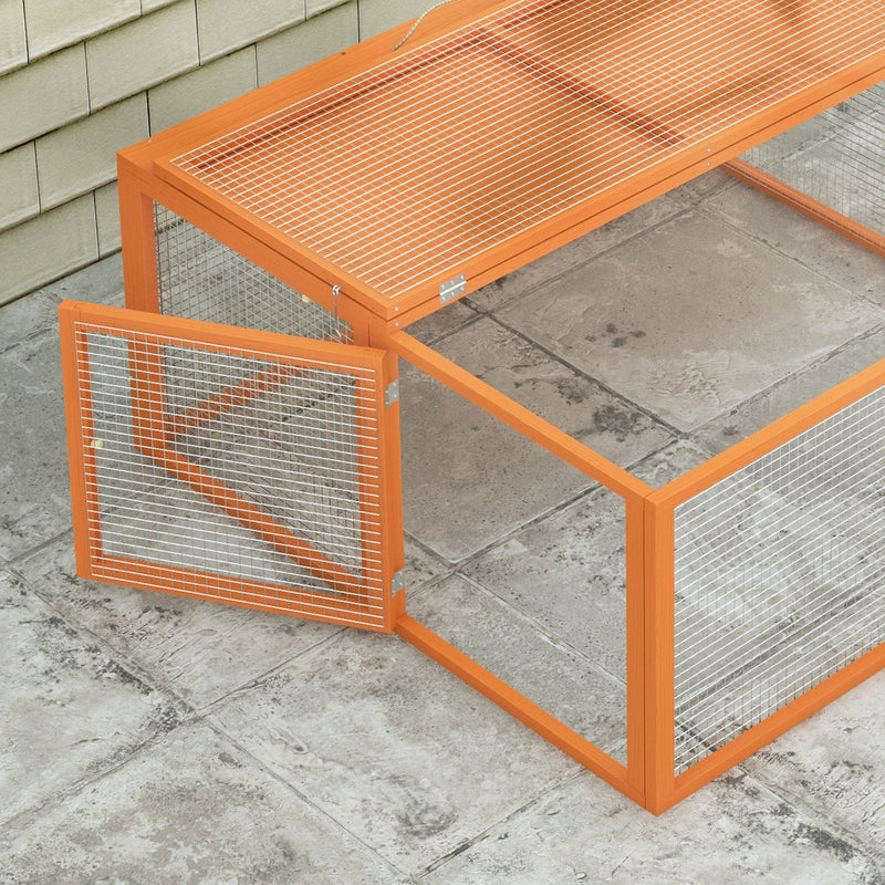 Foldable Wooden Rabbit Hutch for Indoor and Outdoor Use with Easy Access Orange AOSOM