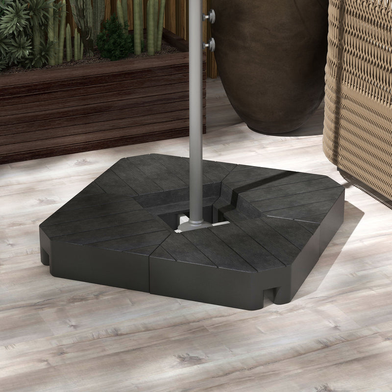 Black Heavy Duty Cantilever Parasol Base Weights Set of 4 Holds 80kg Sand or 60kg Water