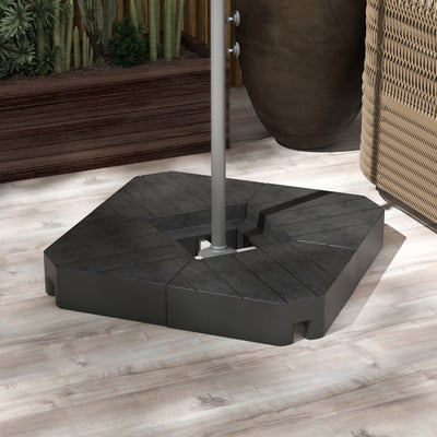 Black Heavy Duty Cantilever Parasol Base Weights Set of 4 Holds 80kg Sand or 60kg Water