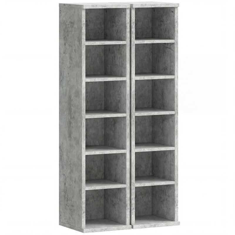 CD and Media Storage Shelves Set of 2 with Adjustable Compartments Grey