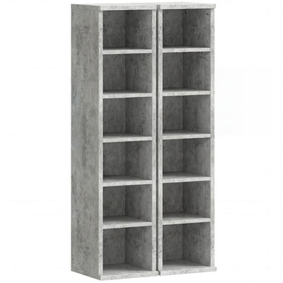 CD and Media Storage Shelves Set of 2 with Adjustable Compartments Grey AOSOM