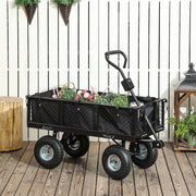 114L Steel Frame Garden Cart Trolley Heavy Duty Black by Outsunny