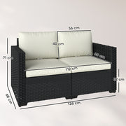 2 Seater Rattan Garden Sofa with Cushions for Comfortable Outdoor Relaxing Black Cream White Outsunny