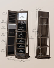 LED Mirror Jewellery Cabinet with 6 Lights in Ash Brown and Ink Black Finish by Songmics