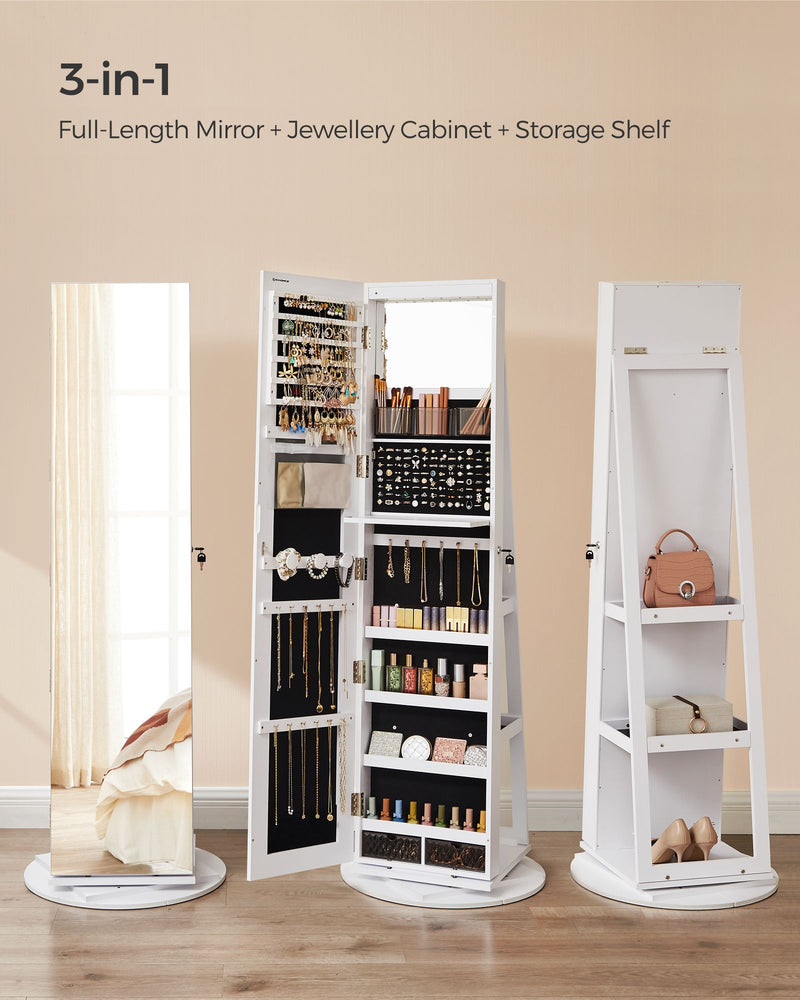 360 Degree Swivel Jewellery Storage Box with Multiple Layers and Compartments by Songmics