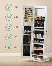 360 Degree Swivel Jewellery Storage Box with Multiple Layers and Compartments by Songmics