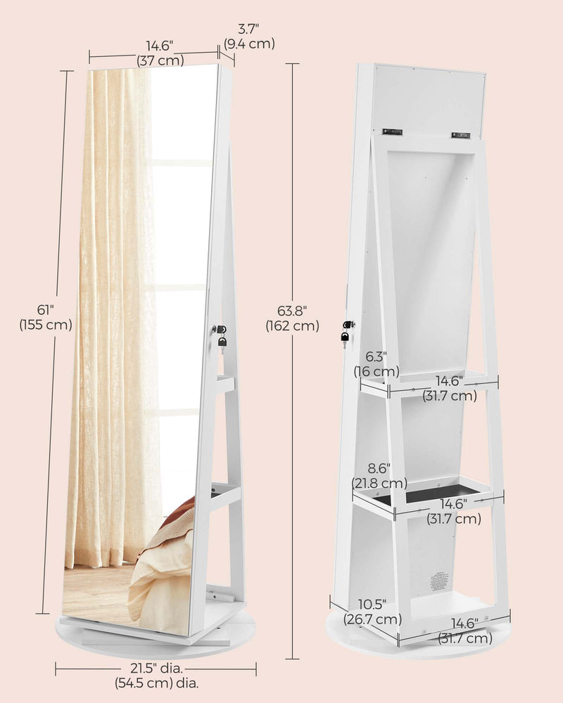 360 Degree Swivel Jewellery Storage Box with Multiple Layers and Compartments by Songmics