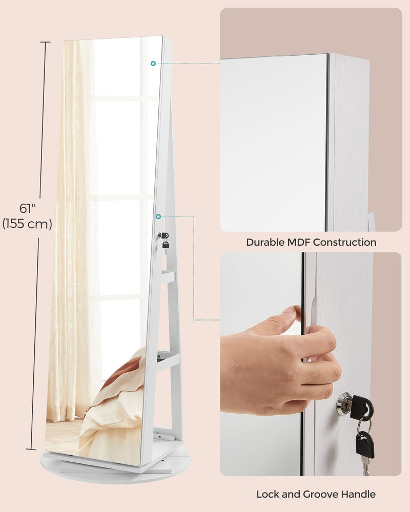 360 Degree Swivel Jewellery Storage Box with Multiple Layers and Compartments by Songmics