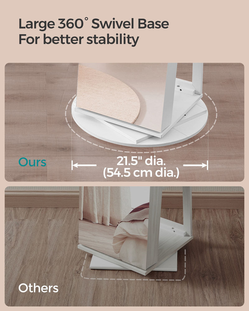 Wall Mounted Jewellery Cabinet with 6 LED Lights and Mirror Storage Organiser by Songmics